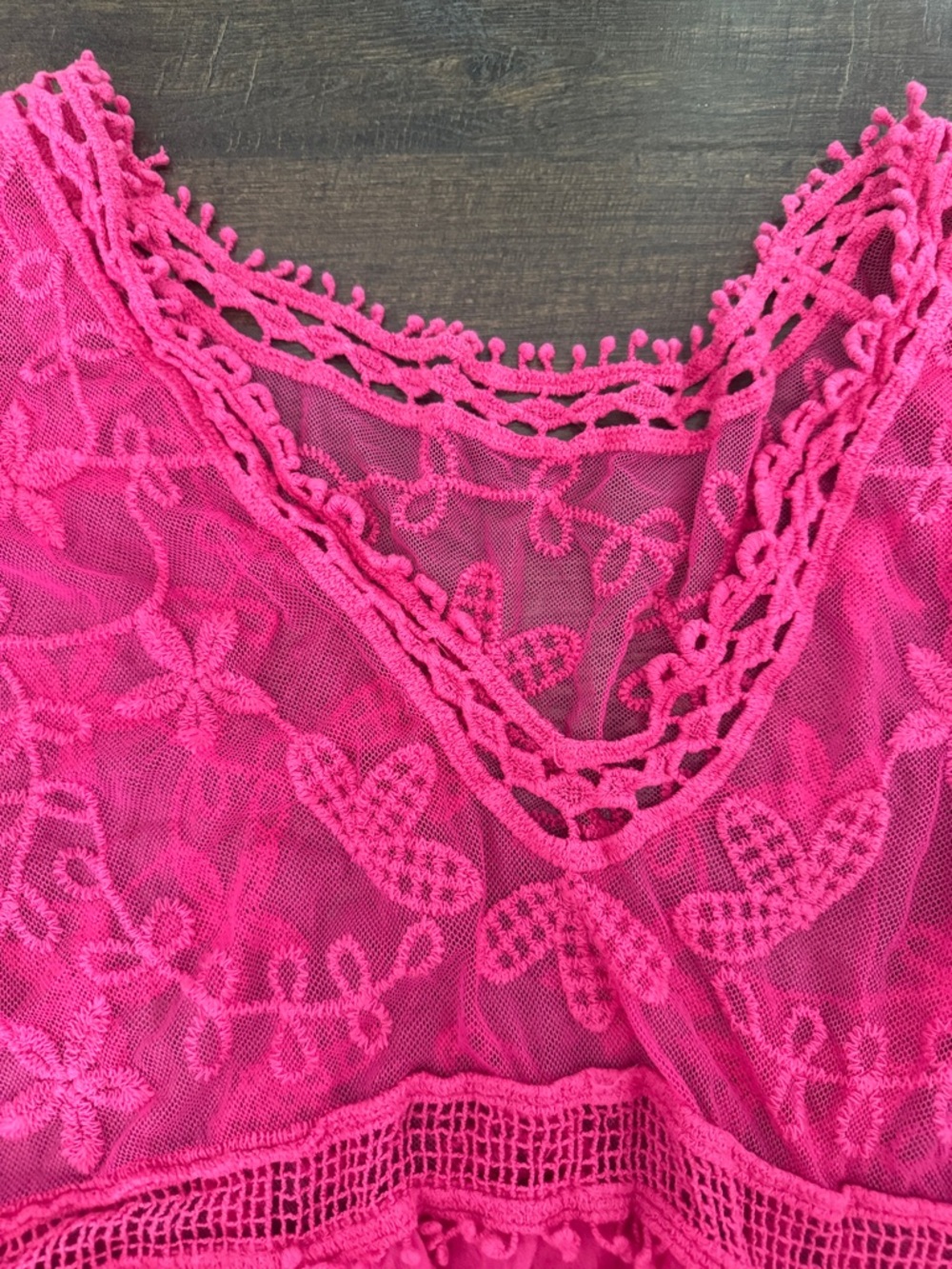 Hot Pink Lace Boho Tunic cover up - Picture 2 of 4